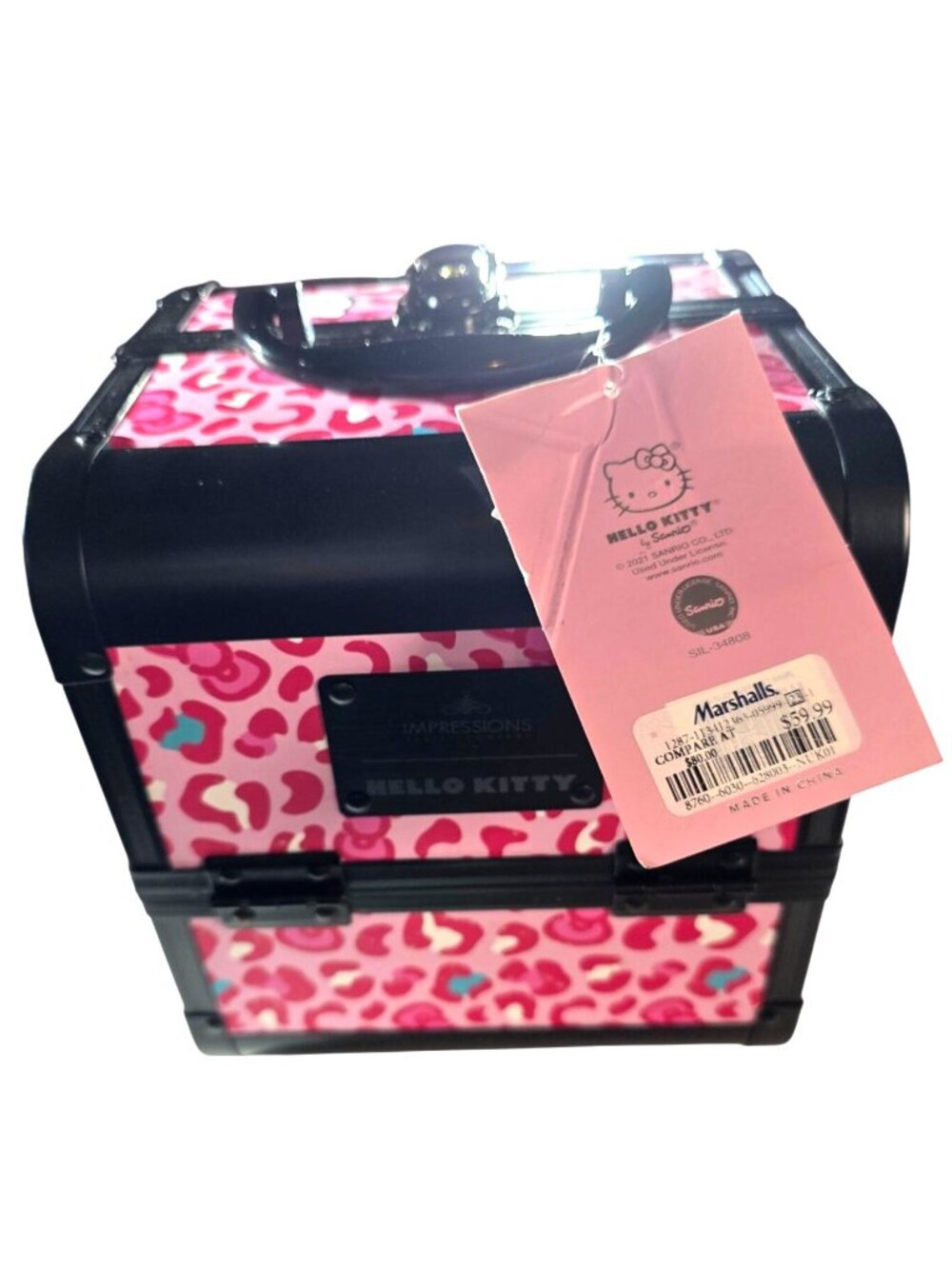 Hello Kitty Makeup Travel Case Impressions Vanity Co. Pink Leopard NWT